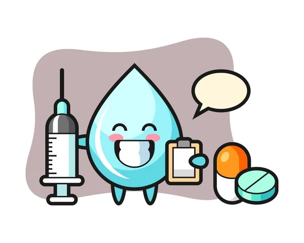 Bir doktor olarak su damlasının maskot çizimi
