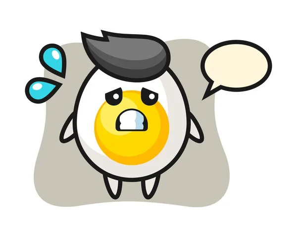 Boiled Egg Mascot Character Afraid Gesture — Stock Vector