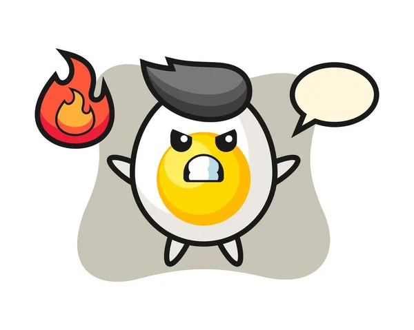 Βραστό Αυγό Χαρακτήρα Κινουμένων Σχεδίων Θυμωμένος Χειρονομία — Διανυσματικό Αρχείο