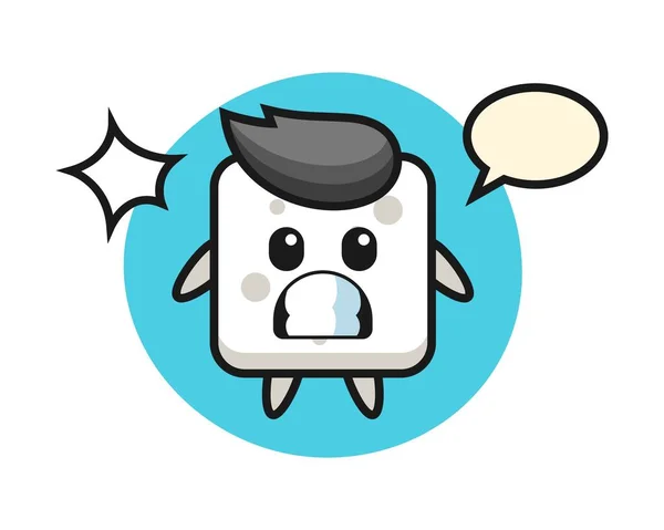 Caricature Personnage Sucre Cube Avec Geste Choqué — Image vectorielle