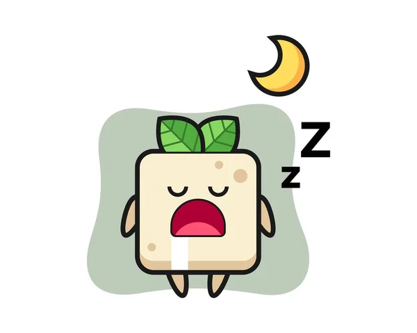 Tofu Character Illustration Sleeping Night — Stock Vector