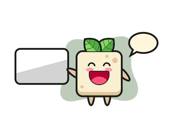 Tofu Cartoon Illustration Bei Einer Präsentation — Stockvektor