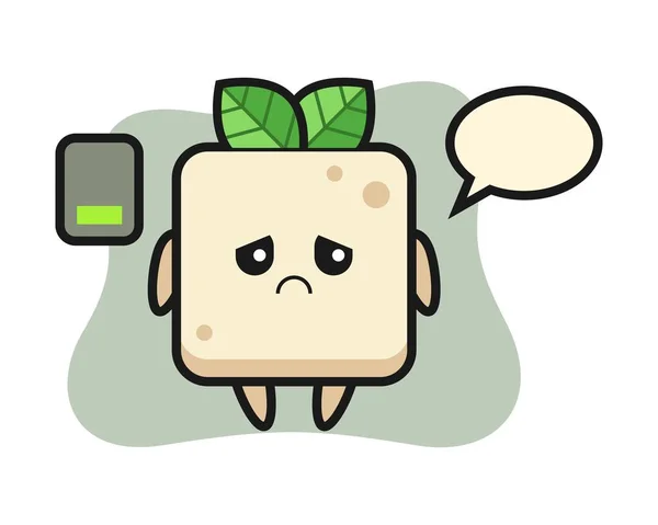 豆腐吉祥物做了个累人的手势 — 图库矢量图片