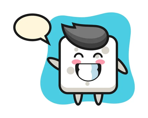 Sugar cube cartoon character doing wave hand gesture - Stock Image -  Everypixel
