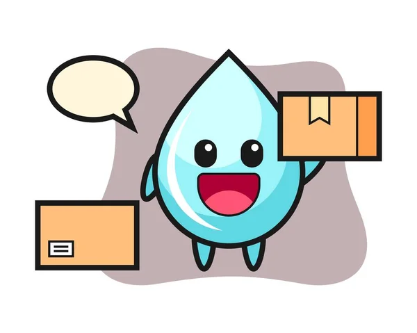 Mascota Ilustración Gota Agua Como Mensajero — Vector de stock