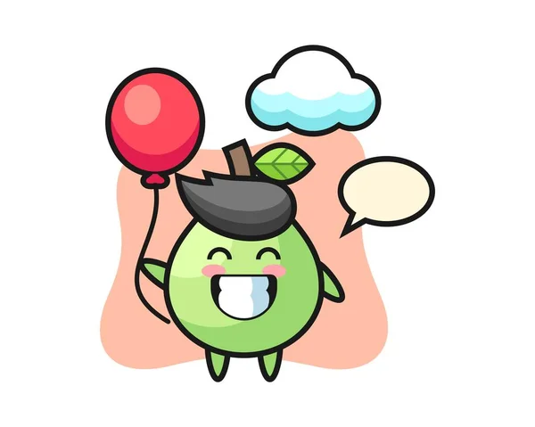 Ilustracja Maskotki Guava Gra Balon — Wektor stockowy