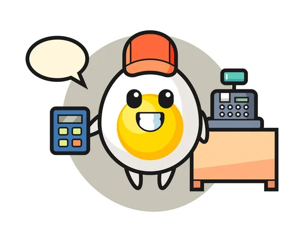 Illustration Boiled Egg Character Cashier — Stock Vector