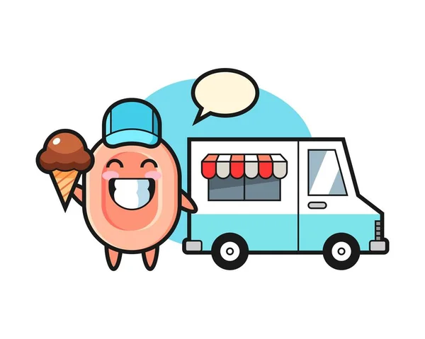 Mascot Cartoon Soap Ice Cream Truck — Stock Vector