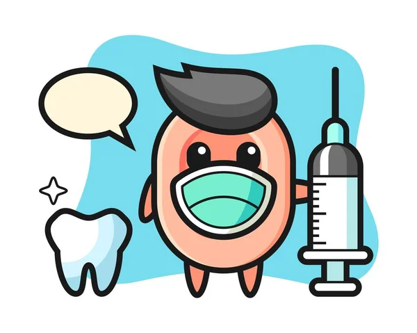 Carácter Mascota Del Jabón Como Dentista — Vector de stock