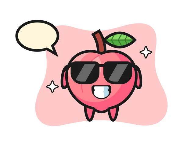 Cartoon Mascot Peach Cool Gesture — Stock Vector