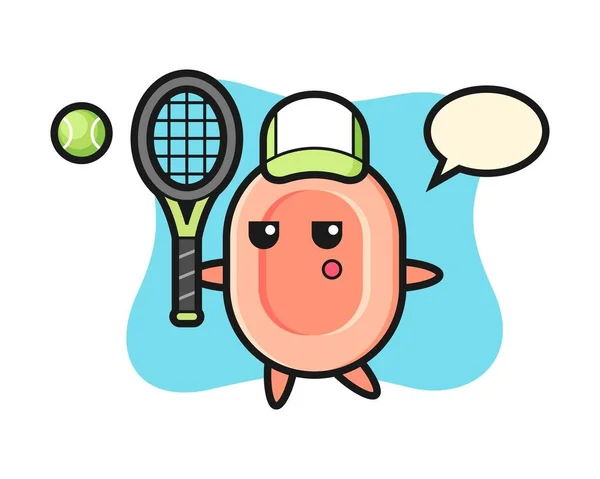Zeichentrickfigur Der Seife Als Tennisspieler — Stockvektor