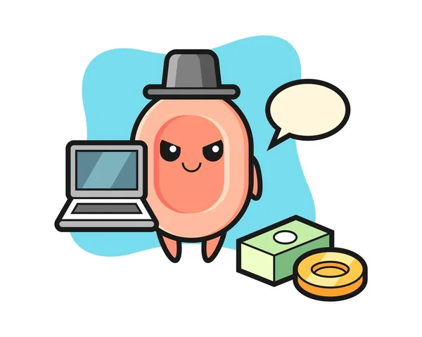Ilustração Mascote Sabão Como Hacker —  Vetores de Stock