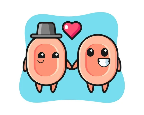 Soap Cartoon Character Couple Fall Love Gesture — Stock Vector