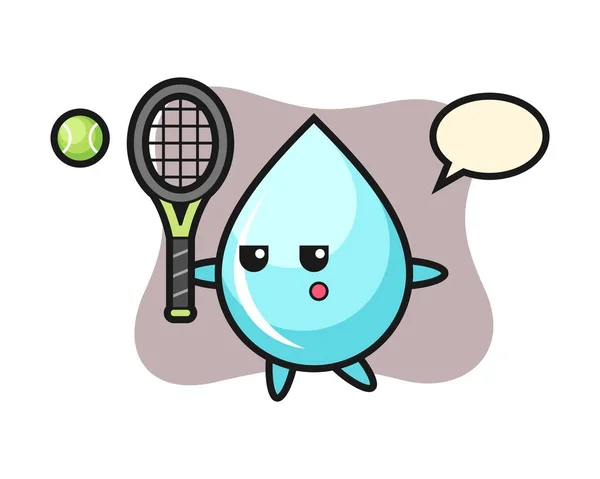 Cartoon Karakter Van Water Druppel Als Een Tennisser — Stockvector