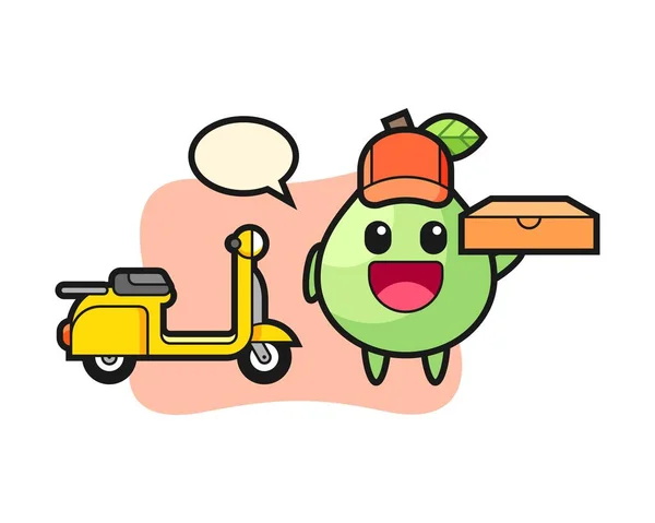Character Illustration Guava Pizza Deliveryman — Stock Vector