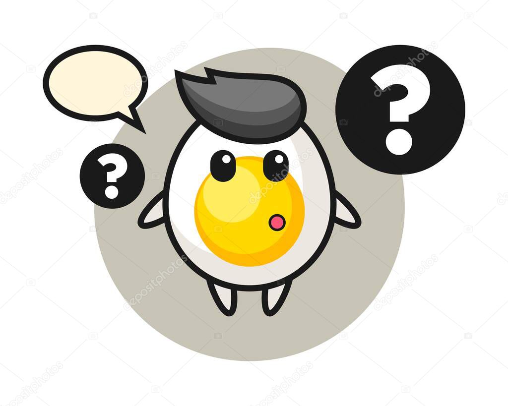 Cartoon illustration of boiled egg with the question mark