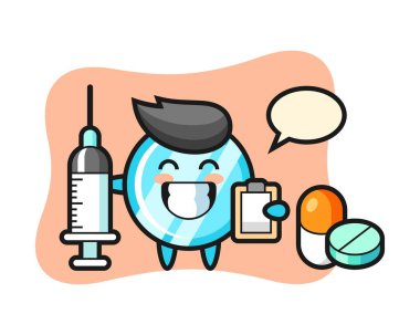 Doktor olarak aynanın maskot çizimi