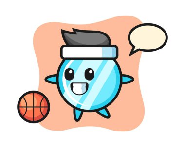 Ayna çizgi filminin gösterimi basketbol oynuyor.