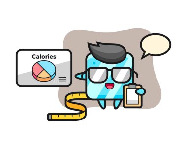 Diyetisyen olarak buz küpü maskotu tasviri