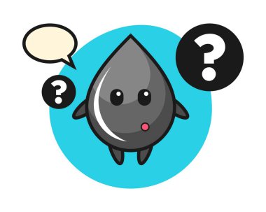 Soru işaretli yağ damlasının çizgi film çizimi