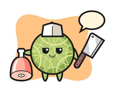 Bir kasap olarak kavun karakteri tasviri