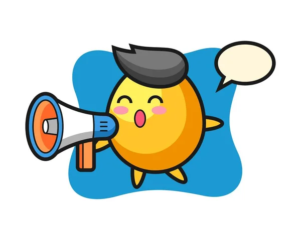 Golden Egg Character Illustration Holding Megaphone — Stock Vector