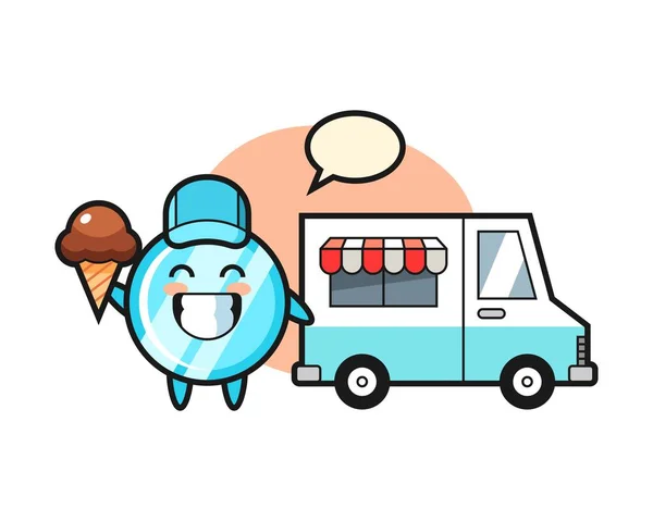 Mascot Cartoon Mirror Ice Cream Truck — Stock Vector