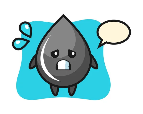 Oil Drop Mascot Character Afraid Gesture — Stock Vector