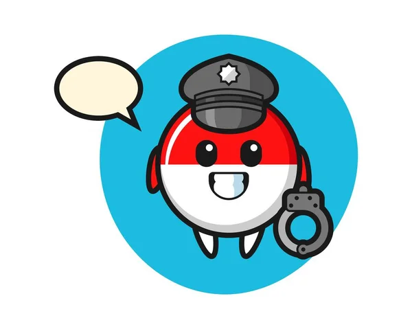 Kreskówkowa Maskotka Odznaki Indonezyjskiej Jako Policjant — Wektor stockowy