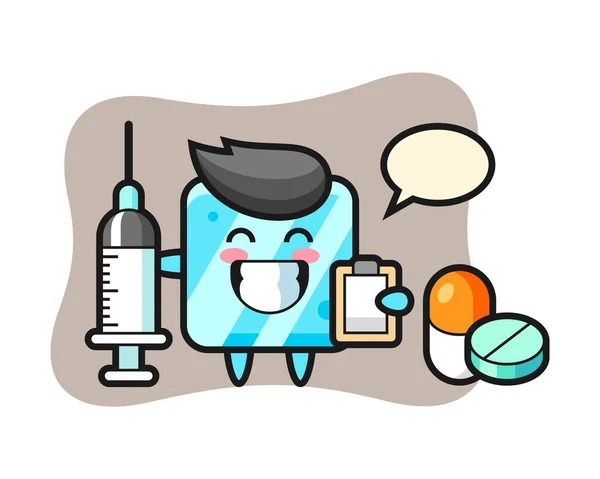 의사로서의 입방체의 마스코트 — 스톡 벡터
