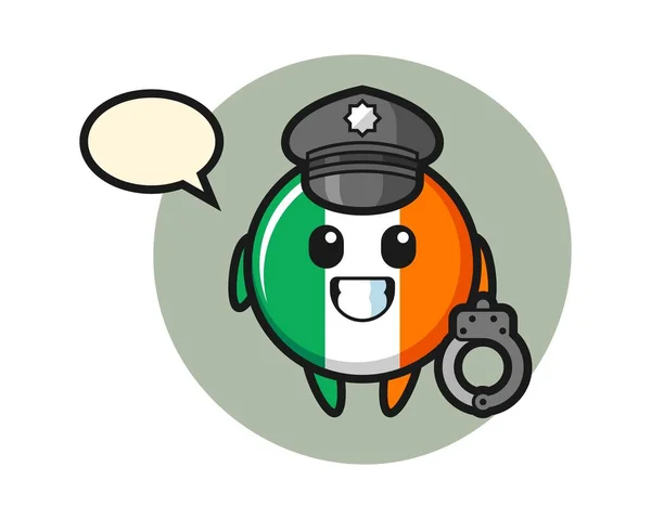 Κινούμενο Σχέδιο Μασκότ Της Ιρλανδίας Σημαία Σήμα Αστυνομία — Διανυσματικό Αρχείο