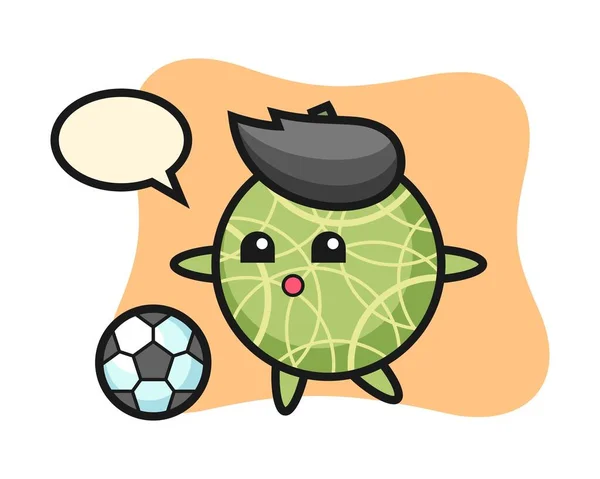 Illustration Melon Cartoon Playing Soccer — Stock Vector