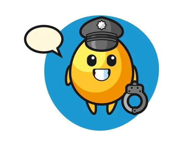 Mascote Desenhos Animados Ovo Dourado Como Uma Polícia —  Vetores de Stock