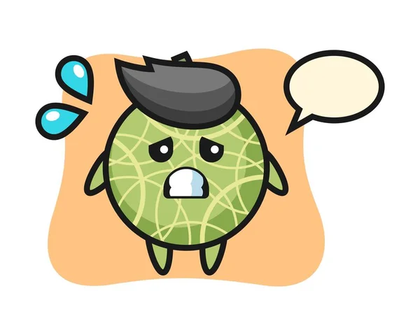 Mascotte Melon Personnage Avec Geste Effrayé — Image vectorielle