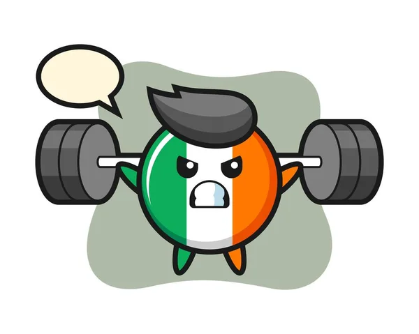 Irlanda Bandiera Distintivo Mascotte Cartone Animato Con Bilanciere — Vettoriale Stock
