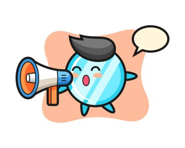 Bir megafon tutan ayna karakteri çizimi