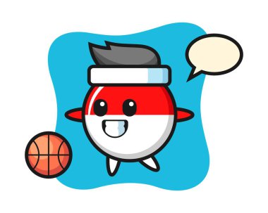 Endonezya bayrak karikatürü basketbol oynuyor