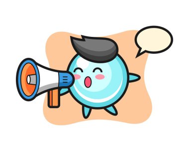 Bir megafon tutan kabarcık karakteri çizimi