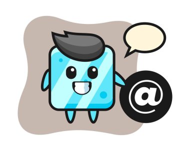 Sembolün yanında duran buz küpünün çizgi film çizimi