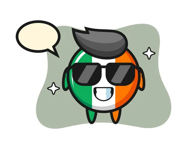 Karikatur Maskottchen Der Irischen Flagge Mit Cooler Geste — Stockvektor