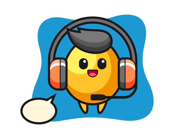 Cartoon Mascot Golden Egg Customer Service — Stock Vector