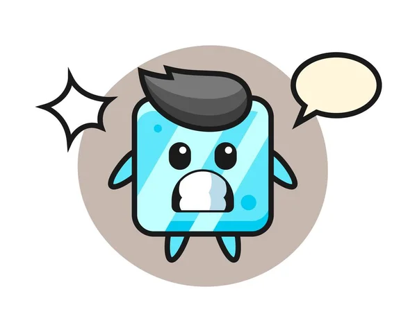 Cubo Hielo Personaje Dibujos Animados Con Gesto Sorprendido — Vector de stock