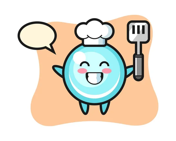 Bolla Personaggio Illustrazione Come Uno Chef Sta Cucinando — Vettoriale Stock