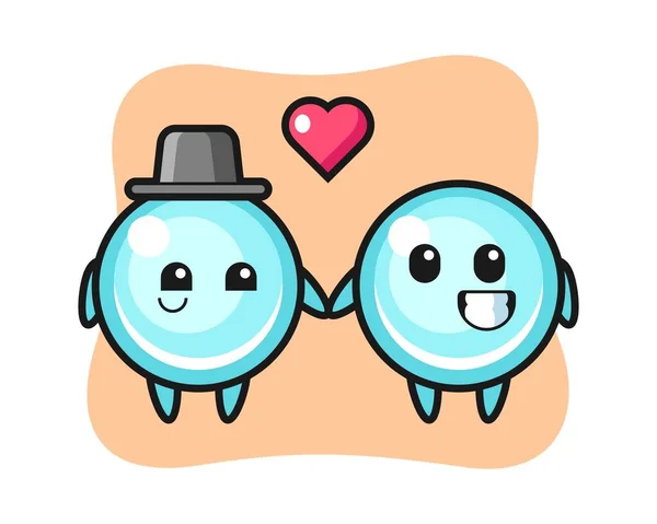 Bubble Casal Personagem Desenho Animado Com Queda Gesto Amor —  Vetores de Stock