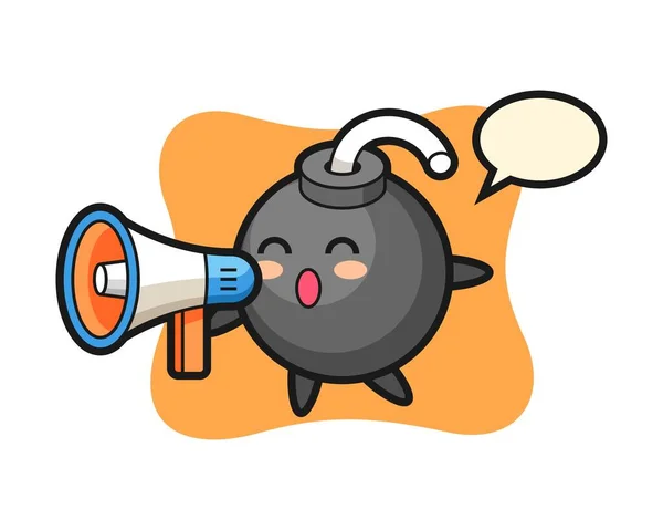 Bomb Character Illustration Holding Megaphone — Stock Vector