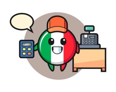 Bir kasiyer olarak İtalyan bayrak rozeti tasviri