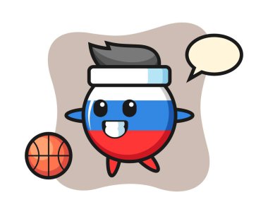 Rusya bayrağı karikatürü basketbol oynuyor.