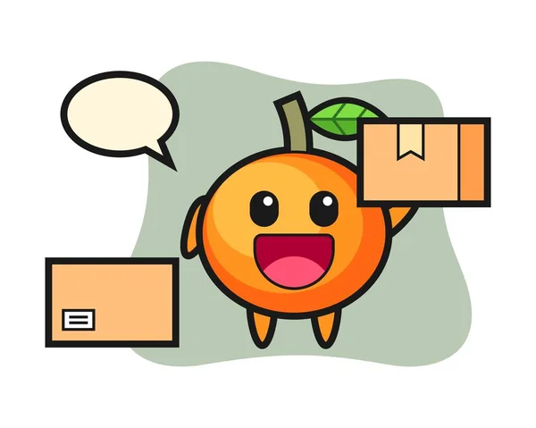 Maskoten Illustration Mandarin Orange Som Kurir — Stock vektor