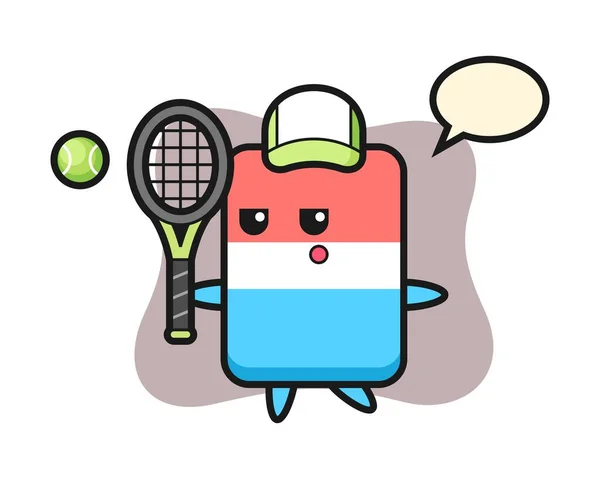 Zeichentrickfigur Radiergummi Als Tennisspieler — Stockvektor