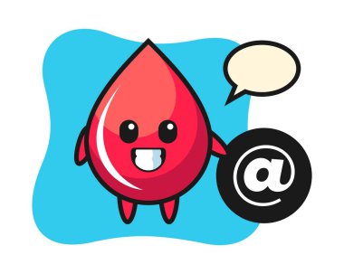 Sembolün yanında duran kan damlasının çizgi film çizimi